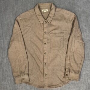 Madewell Sunday Flannel Shirt Mens Large Brown Tan Button Front Cotton